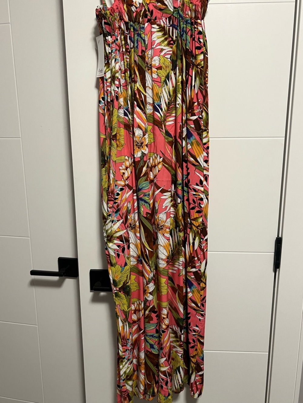 NWT ADORA Coral Tropical Print Wide-Leg Jumpsuit